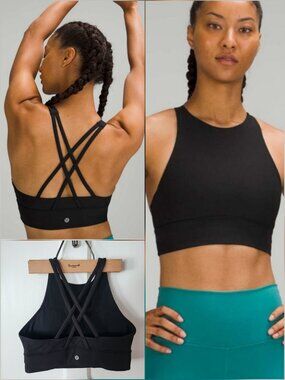 Lululemon Energy Bra High Neck Long Line Rib Medium Support B–D Cup size 8